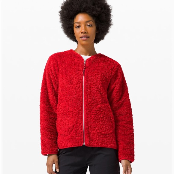 lululemon athletica Jackets & Blazers - NWT Lululemon Red Oh So Sherpa Full Zip jacket 10